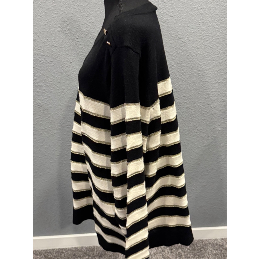 Lane Bryant Black and Gold Striped Sweater with Button Detail, Size 26/28 - Picture 6 of 7